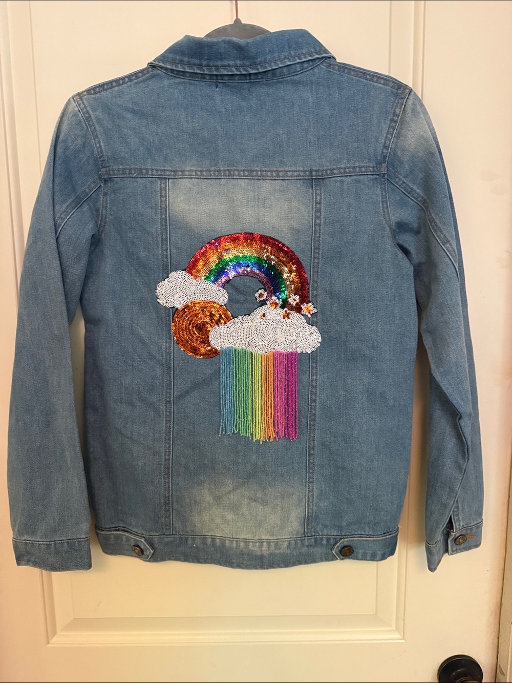 Lola + The Boys Denim Rainbow Jacket NWT Sz S